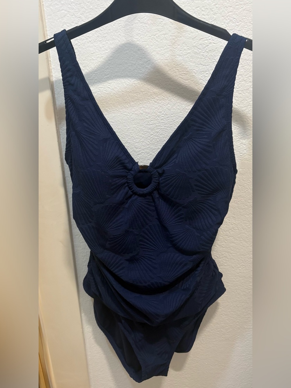 Ellen Tracy Navy One-Piece Swimsuit with Front Ring Accent NEVER WORN